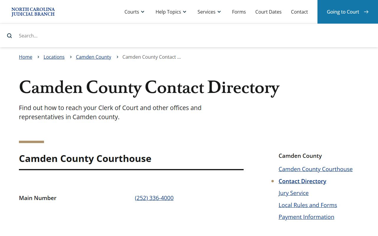 Camden County court dockets contact directory