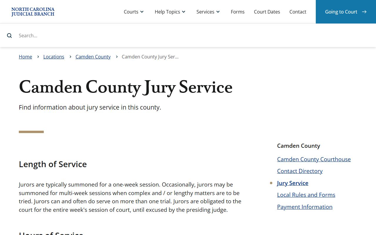 Camden County court dockets jury service information