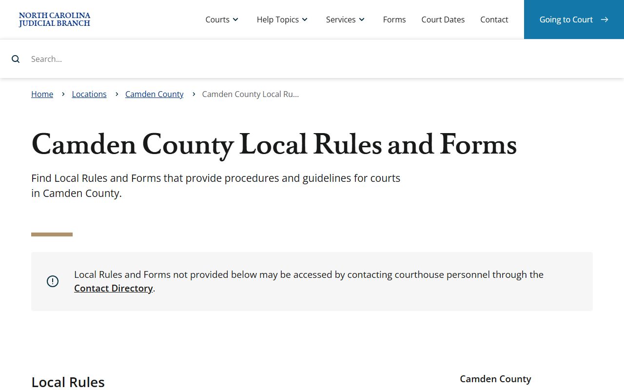 Camden County court dockets local rules and forms