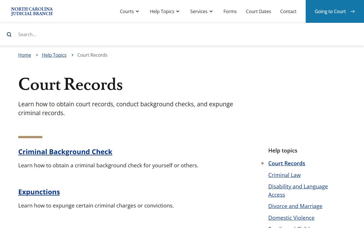 Camden County court records help topic from the North Carolina Judicial Branch