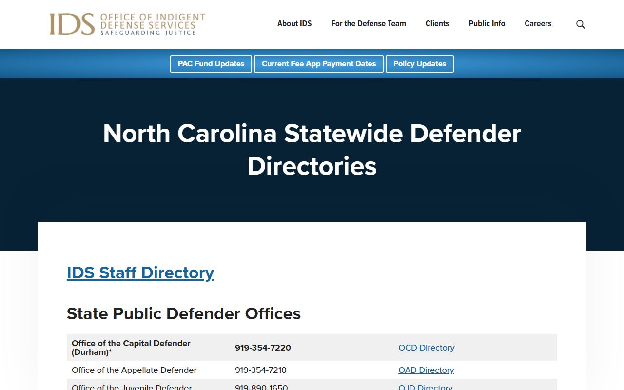 Camden County criminal court records NCIDS defender directory