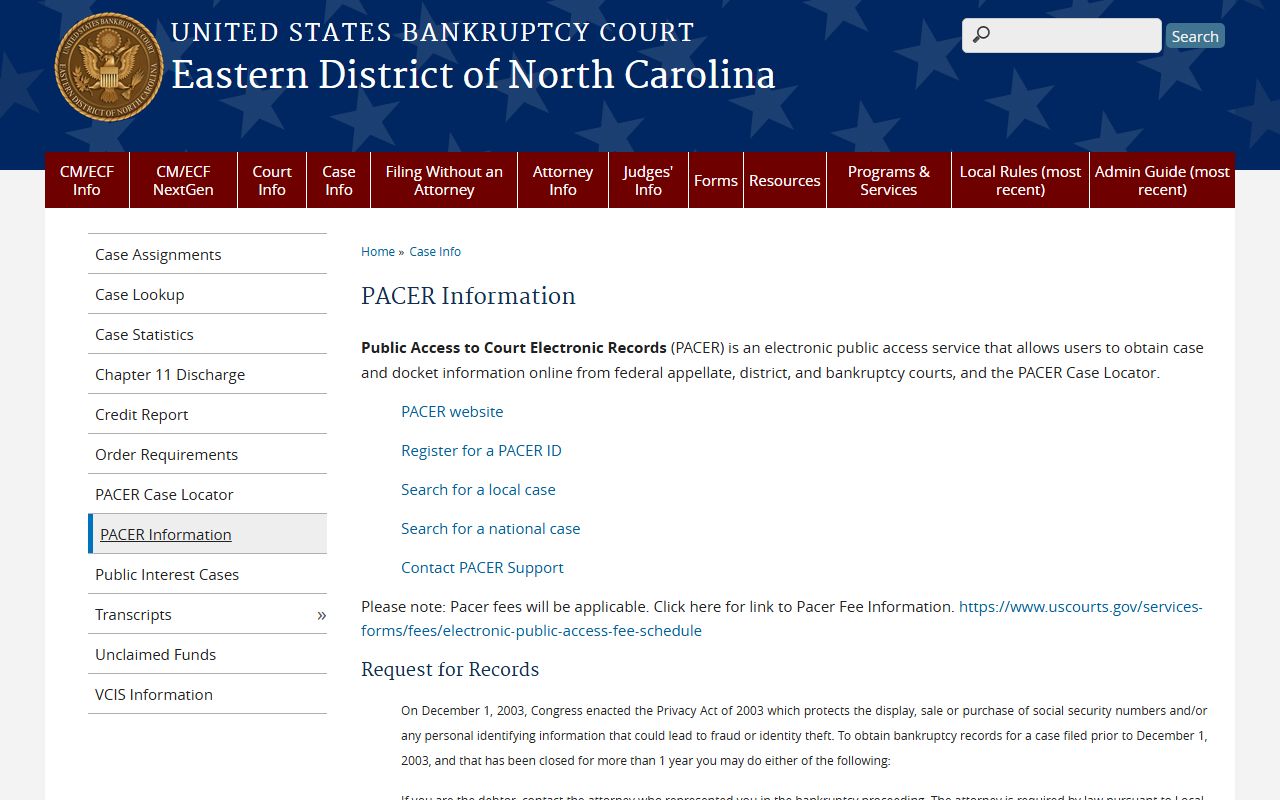 Camden County Superior Court District Court bankruptcy PACER distinction