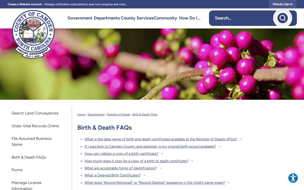 Camden County marriage records certified copy restrictions