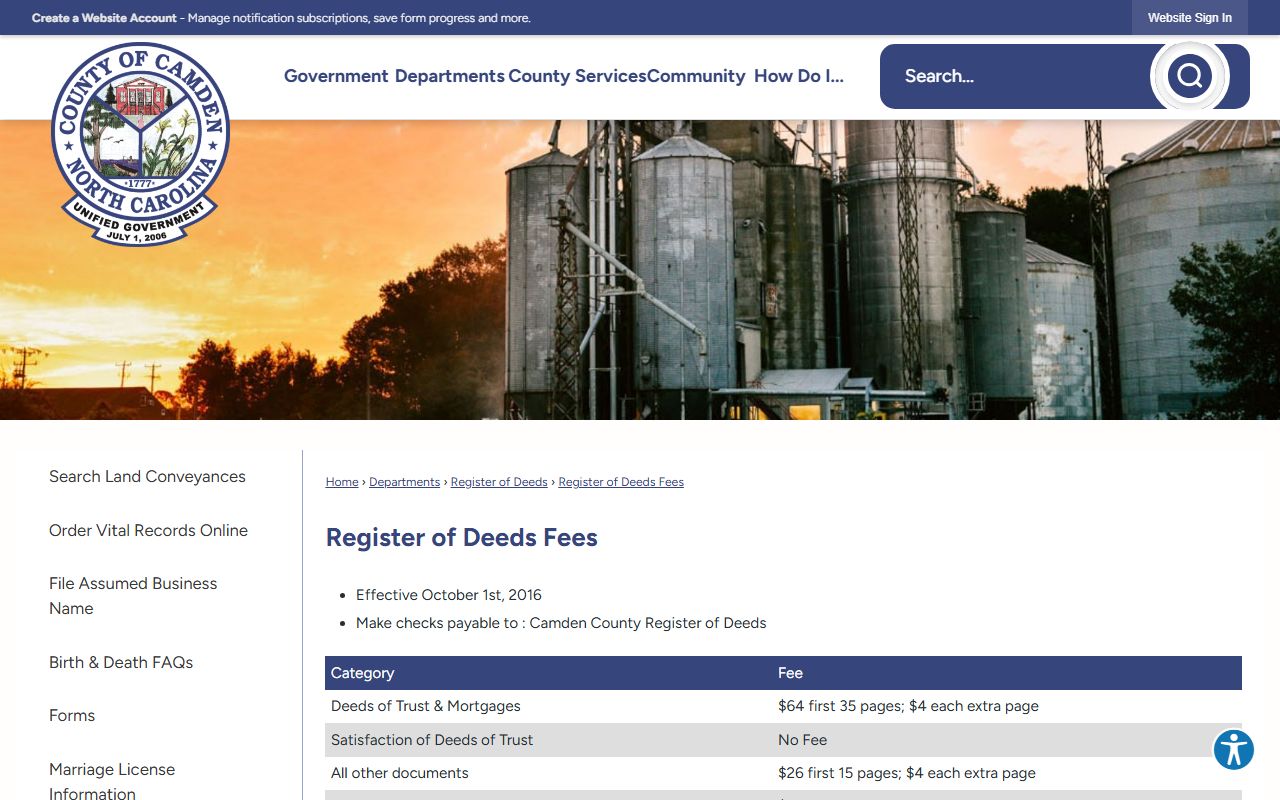 Camden County marriage records fee schedule