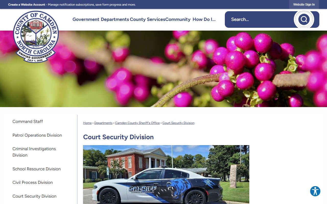 Camden County warrant records Court Security Division page